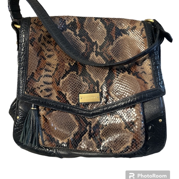 Brahmin snakeskin and black leather big bag absolutely gorgeous